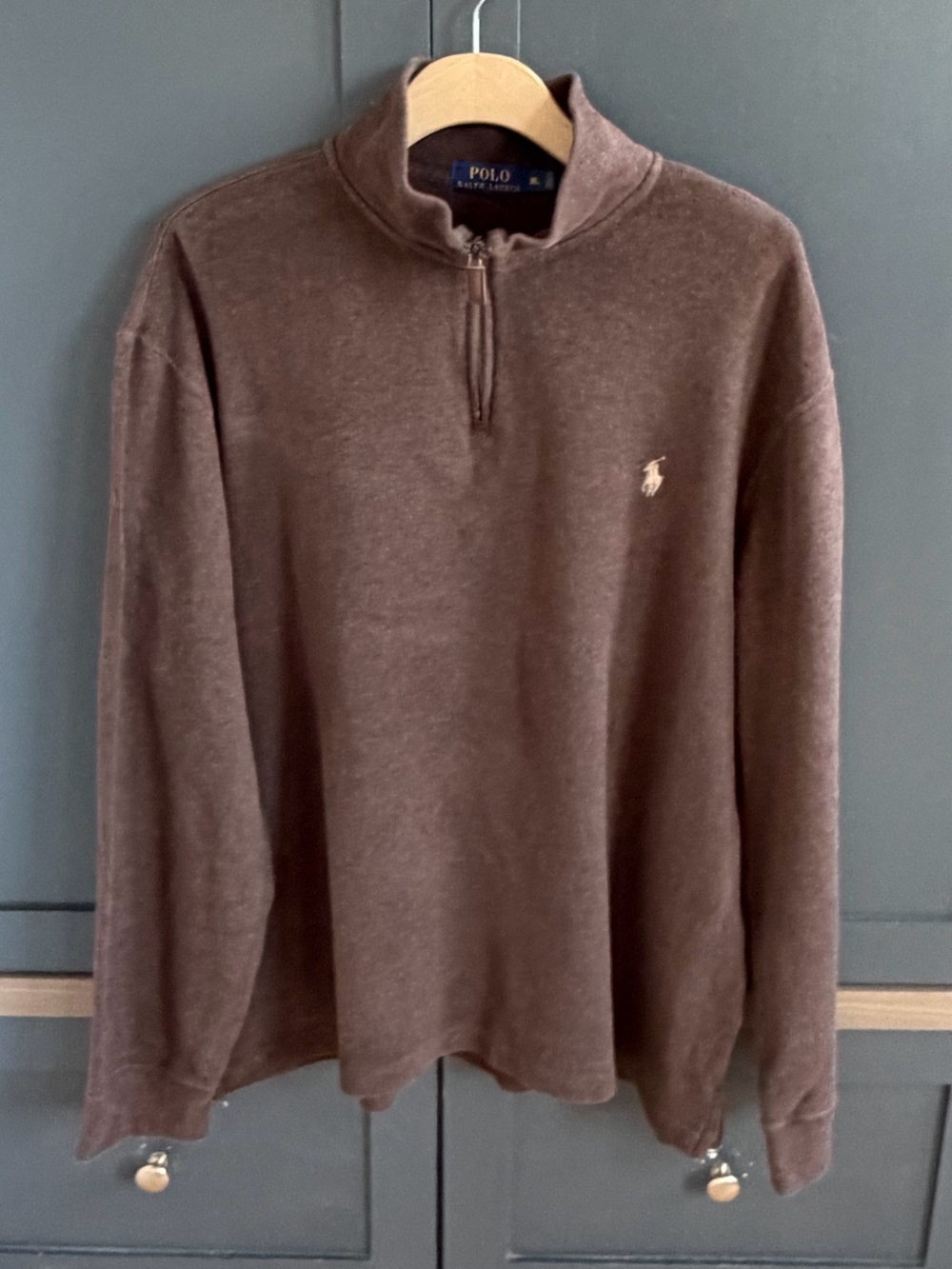 Polo by Ralph Lauren Nutmeg Brown Heather Quarter-Zip Men's Sweater • XL
